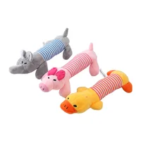 Cute Pet Dog Cat Plush Squeak Sound Dog Toys Funny Fleece Durability Chew Molar Toy Fit for All Pets Elephant Duck Pig 1