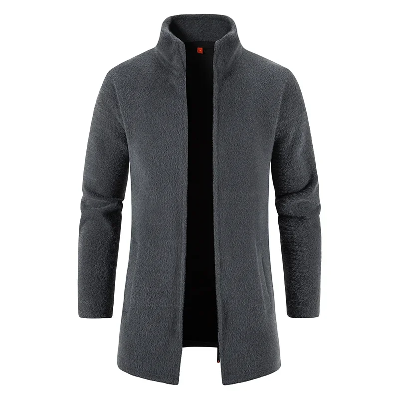 Men Cardigan Cashmere Long Coat Sweaters Turtleneck Male Autumn Winter Fleece Warm Solid Sweatercoat Windbreaker Men Clothes