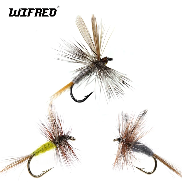 Wifreo 10PCS #10 #12#14#16 Brown Grey Body Adams Fly Trout Fishing Dry  Flies Fly