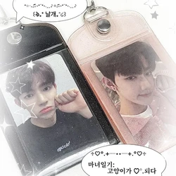 Ins Transparent Sparkling Card Holder Kpop Photocard Holder Idol Photo Card Sleeves Bag Pendant School Stationery