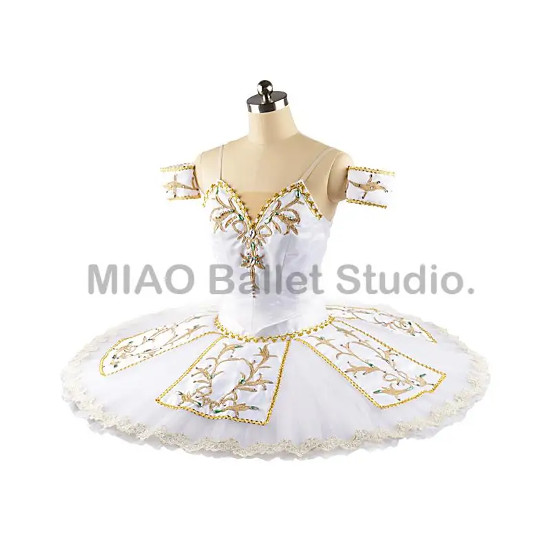 

Split Paquita Wedding Scene classical Tutu Costume professional for women White Gold Platter Ballet Tutu Pancake adult0106