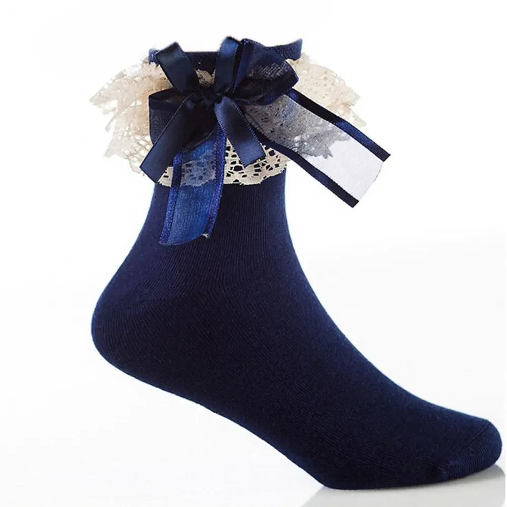 Lovely Ankle Sweet Short Princess Socks Lace Frilly Ruffle Cotton Big Bow