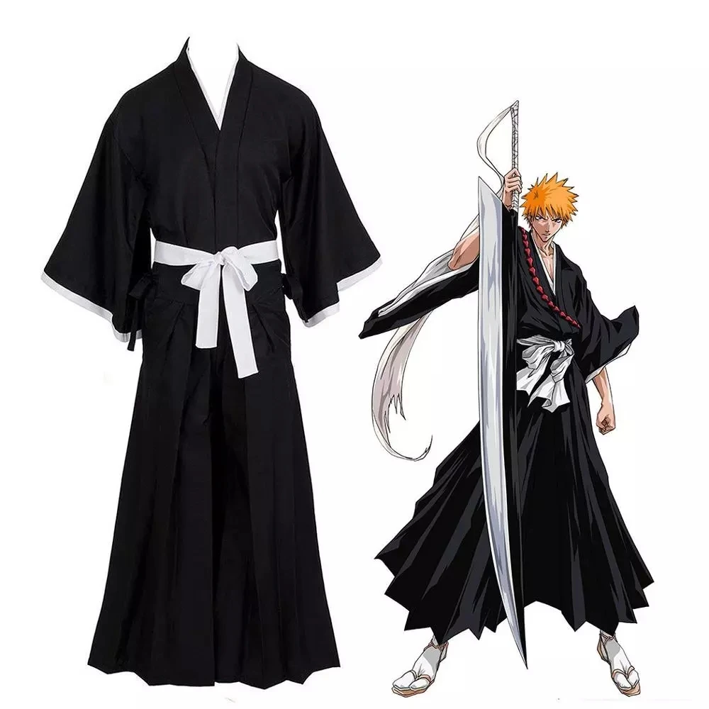 

Anime Bleach Kurosaki Ichigo Cosplay Robe Cloak Coat Suit Halloween Gift Japanese Anime Cosplay Costume