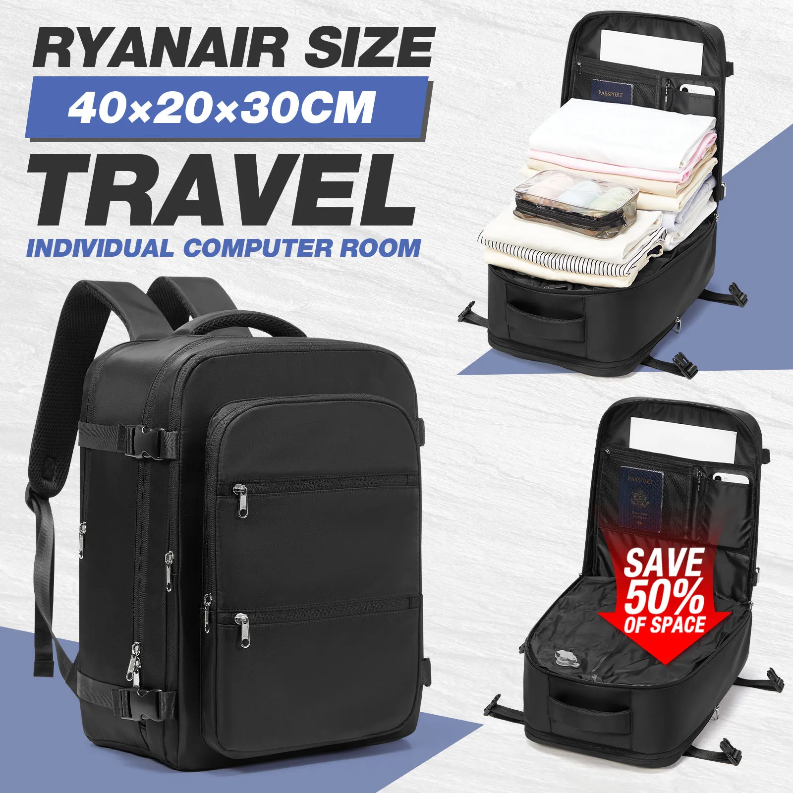 Vacuum Storage Bag, Ryanair 40x30x20 Backpack, Vacuum Backpack, Hand Luggage Travel Backpack Men Work Backpack  Cabin Laptop Bag