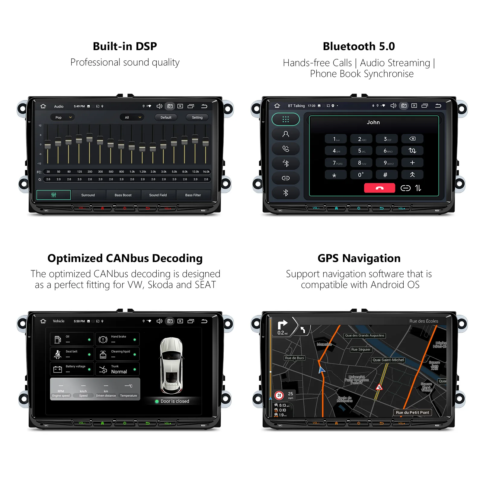 XTRONS Estéreo universal de doble DIN para coche, Android 12 Octa Core  8GB+128GB reproductor de radio de coche, 7 pulgadas IPS pantalla táctil