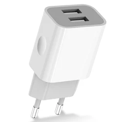 Dual - Port USB Charger 5V 2A/10W - Universal Fast Charging Adapter in White - 1pc
