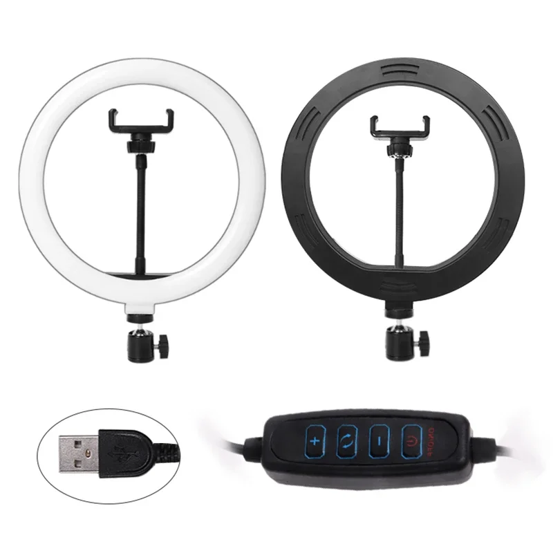 삼각대 스탠드가 있는 LED 링 라이트, 휴대폰 거치대 셀카 링 라이트, 밝기 조절 가능, 틱톡용 스마트폰 필 라이트