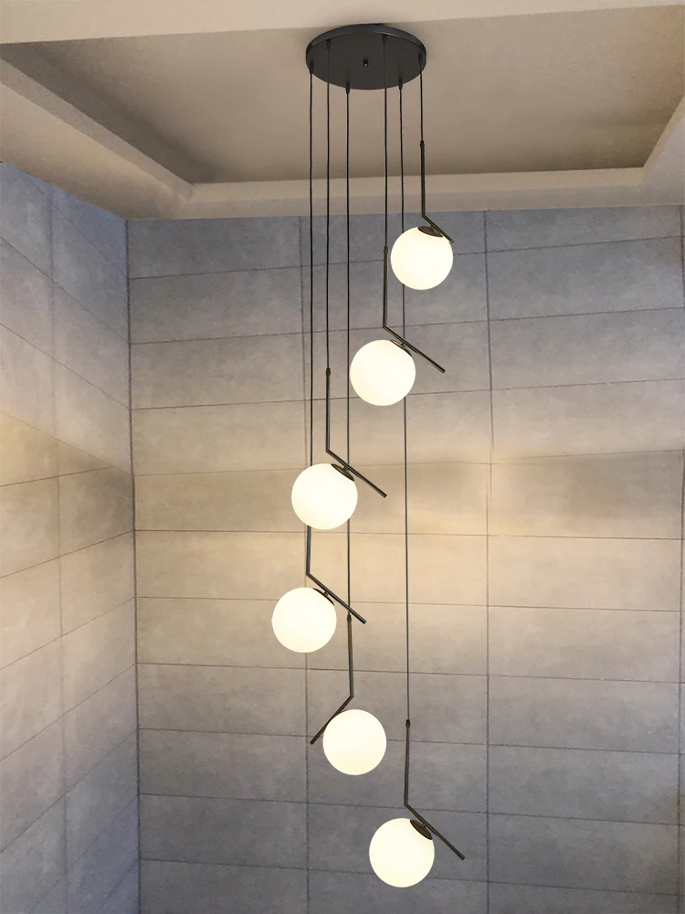 

Nordic Chandelier Modern Attic Hanging Lamps Double Staircase Living Room Chandelier Orb Home Decoration Lighting G9light Source