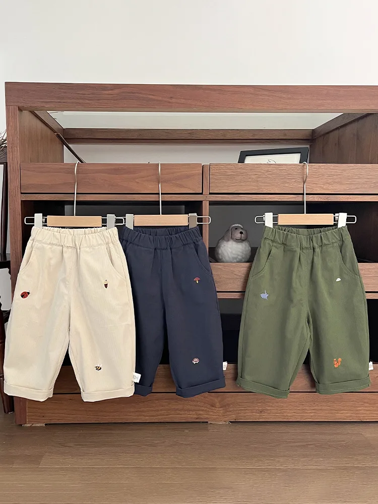 2025 Autumn New Baby Casual Pants Cartoon Embroidery Fashion Boys Versatile Trousers Infant Girl Loose Pants Children Clothes 2