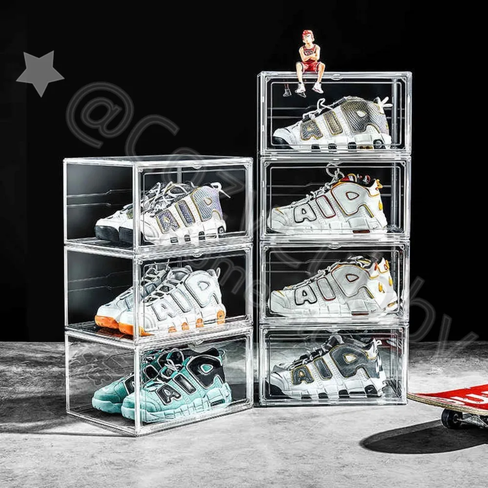 CC Shoe Box Transparent 6pcs/Set Household Thickened Stackable Dustproof Shoes Display Cabinet Organizer Simple Shoe Storage Box shoe cabinet shoe organizer