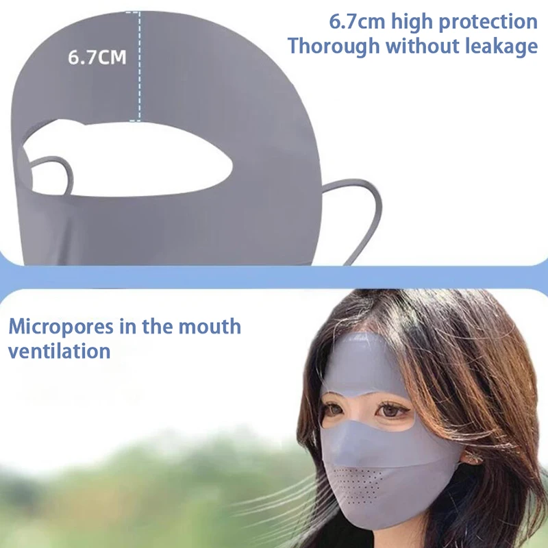 1PC Anti-UV Sun Protection Breathable Comfortable Outdoor Cycling Sport Ear Hook Full Face Cover Summer Ice Silk Mask