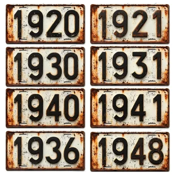 1920-1950Aluminum License Plate Sign - Rustic Distressed Finish, "Plock" & "New Palisoh City" Design, es, for Bar & Garage Decor 1