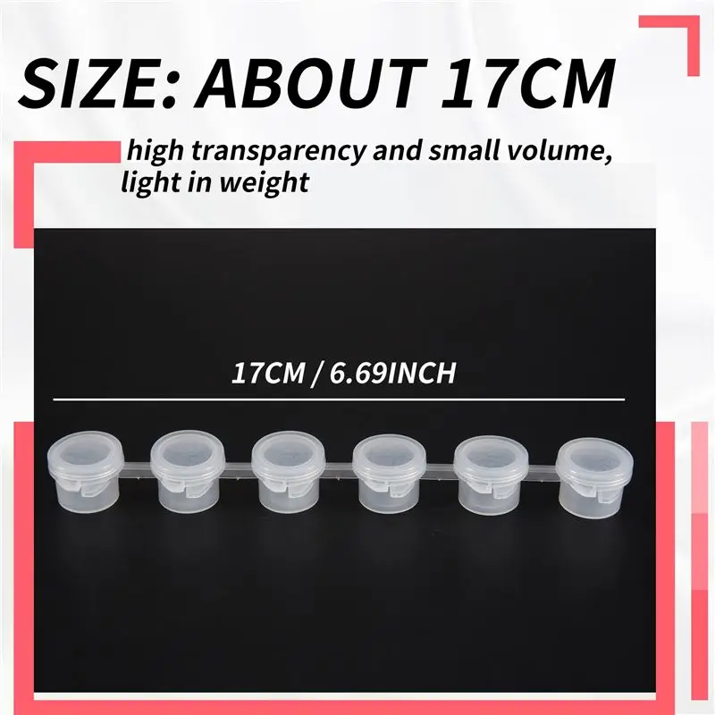 80개 스트립 480개 빈 페인트 컵 용기 미니 페인트 컵 투명 보관 용기 그림 미술용 (3ml)