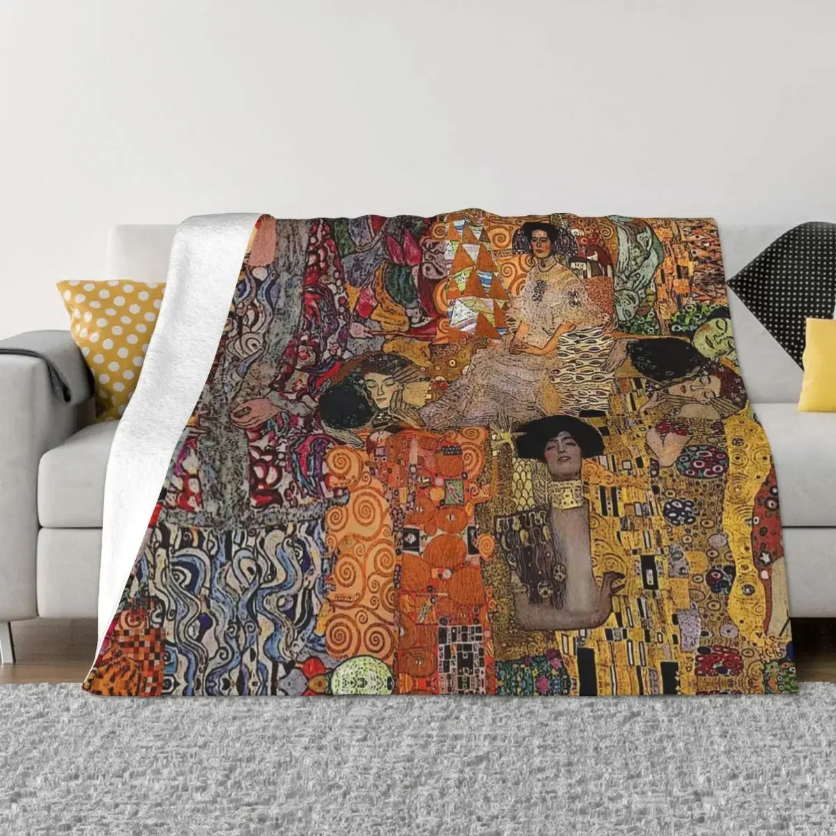 Gustav Klimt Blanket Coral Fleece Plush Decoration Family the Three Ages of Women Super Soft Throw Blanket for Bed Outdoor Quilt 2