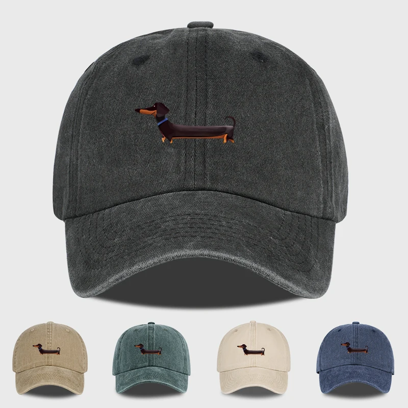 Retro Dachshund Print Baseball Cap - Adorable Dog-Themed Style for Outdoor Walks & Pet Gatherings