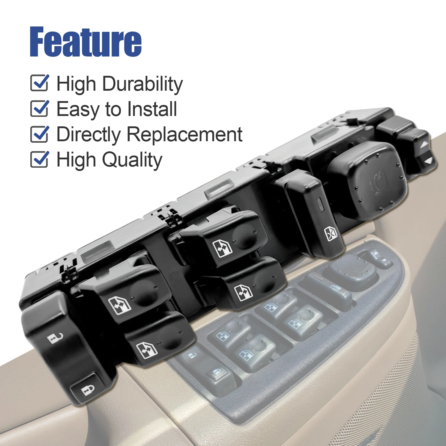 15883319 DWS-394 Power Window Switch for Hummer H2 Chevrolet Suburban Avalanche GMC Yukon Sierra 2003-2006 Front Driver Switch