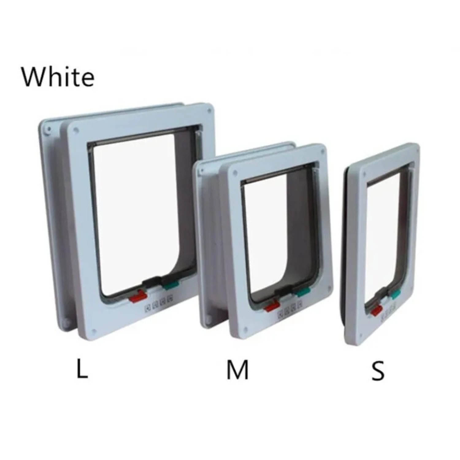 Dog Cat Flap Door with 4 Way Lock Pet Cat Gate Security Flap Door For Animals Plastic Small Dog Gate Pet