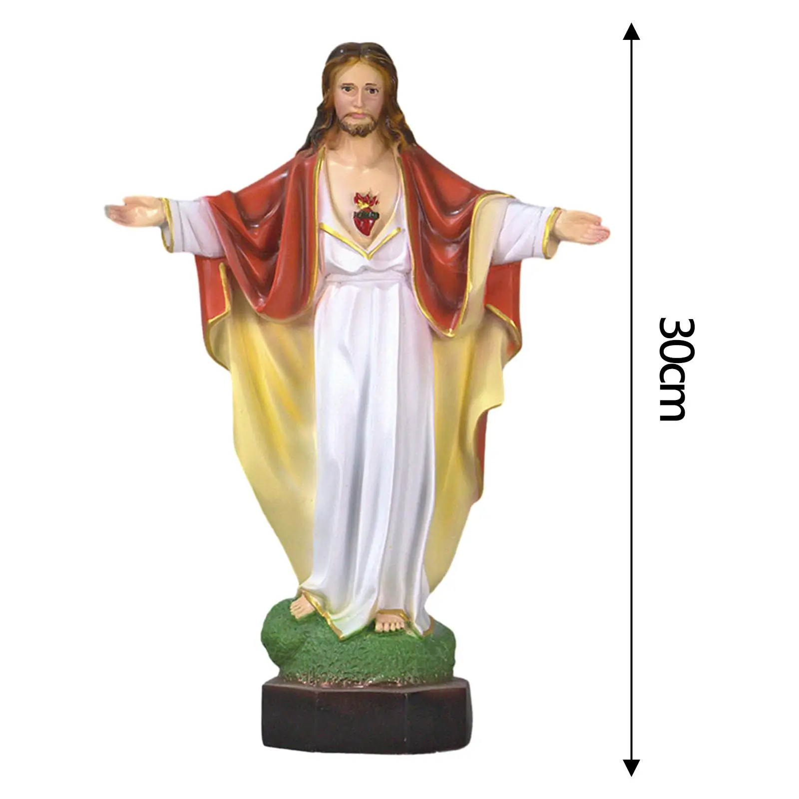 Jesus Resin Figures Sculpture Decorative 30cm Painted Savior Figurine Catholic Statue for Home Office Livingroom Fireplace