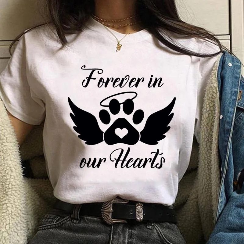 

New Women's Fashion Dog Print Wings Pattern Printed T-Shirt Casual Outdoor Cute Dog Paw Print T-Shirt Shirt