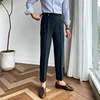 British High Waist Straight Pants Men Social Trousers Pant Italian Mens Formal Pant Pantalones Hombre 2021 Dress Ankle Pants Men 3