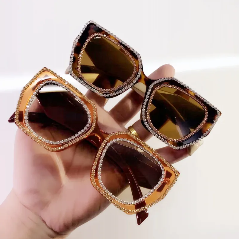 Square Diamonds Sunglasses Women 2023 Fashion  Rhinestone Sun Glasses Men Outdoor Shades Punk Eyewear Female UV400_voghion.com