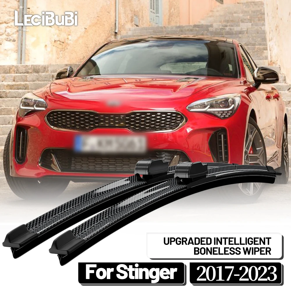 Para Kia Stinger uds limpiaparabrisas delantero limpiaparabrisas fibra de carbono y fibra de carbono negra