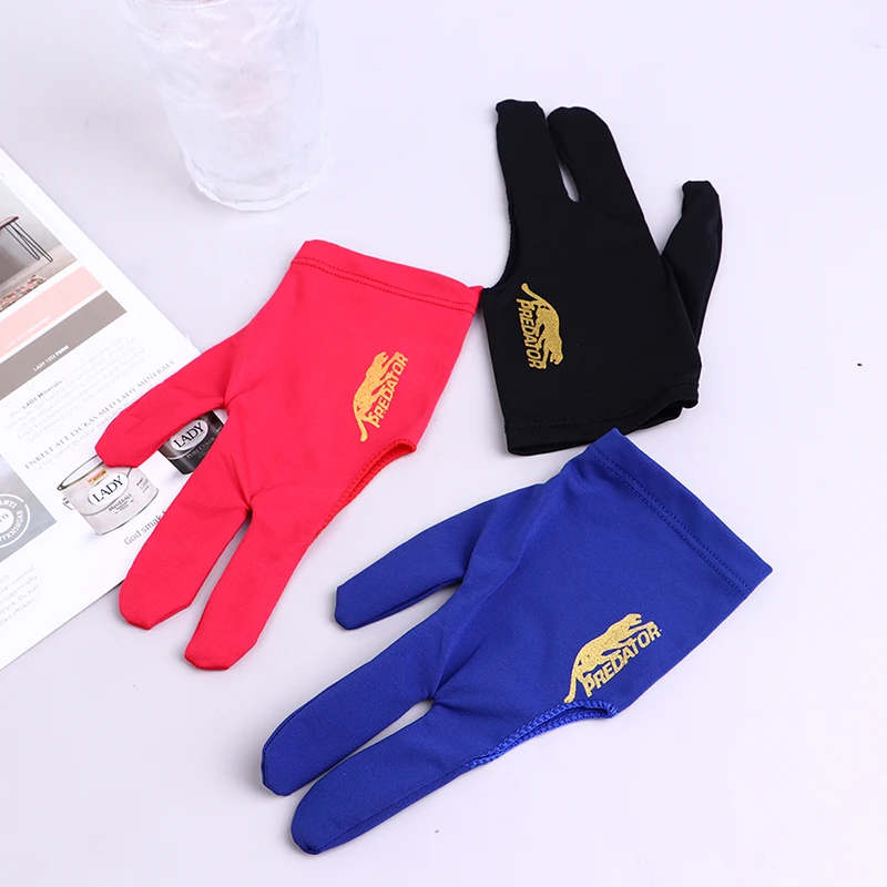 Three Fingers Full-Finger Snooker Pool Cue Billiard Glove for Left Hand Lycra Fabrics Embroidery Billiard Accessory