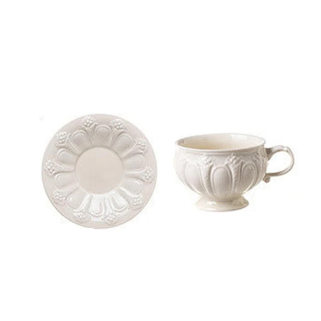 Juego de tazas de té y platillos, tazas de té Vintage, juego de té de ,  taza de té con patrón 3D de 250ml, taza de té y platillo para té, agua, 