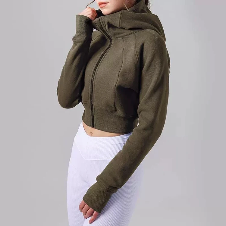 Frühlings-Kapuzen-Freizeitoberteil mit Samt, Warmer Loser Einfarbiger Mantel-Hoodie für Damen – Detail 3