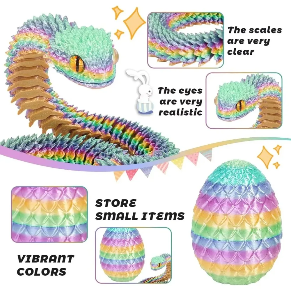3D Printed Animal Toys Snake Model Ornaments Desktop Home Decoration Kids Accessories