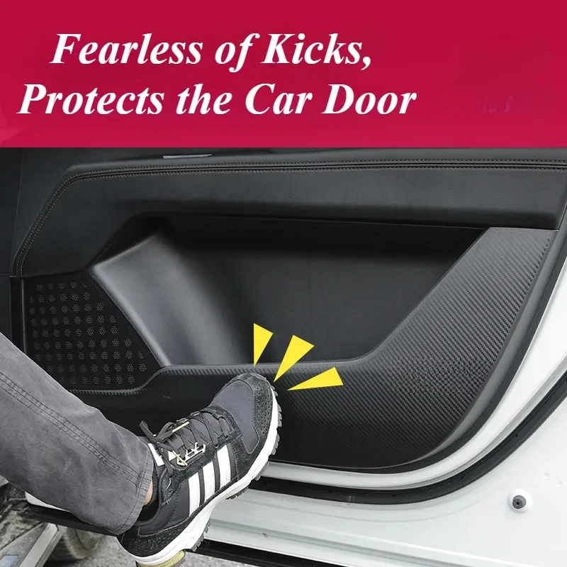 Fit for New Mazda CX-5-Car Carbon Fiber Door Kick Mats Side Protective Mat Cover Anti Shake Styling Accessories
