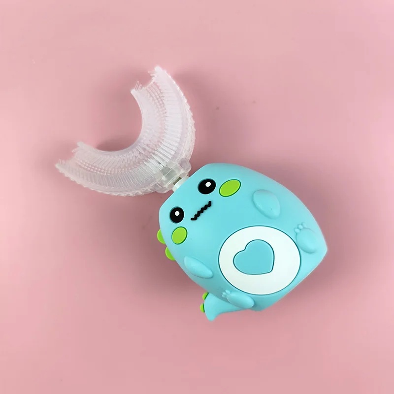 방수 세척 가능 초음파 U자형 구강 청소 도구, USB 충전식 어린이 치아 미백 전동 칫솔