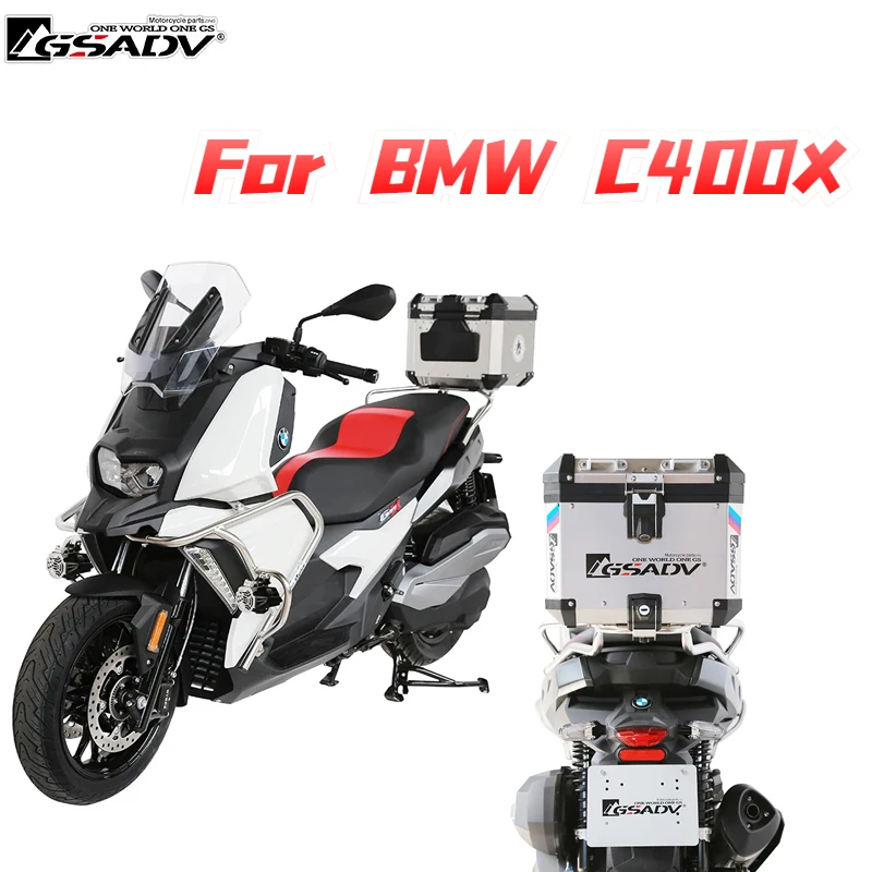 여행용 대용량 오토바이 트렁크 박스, 범용 오토바이 테일박스, 스틸 브래킷 포함 탑 케이스, BMW C400X 용, 40L, 43L