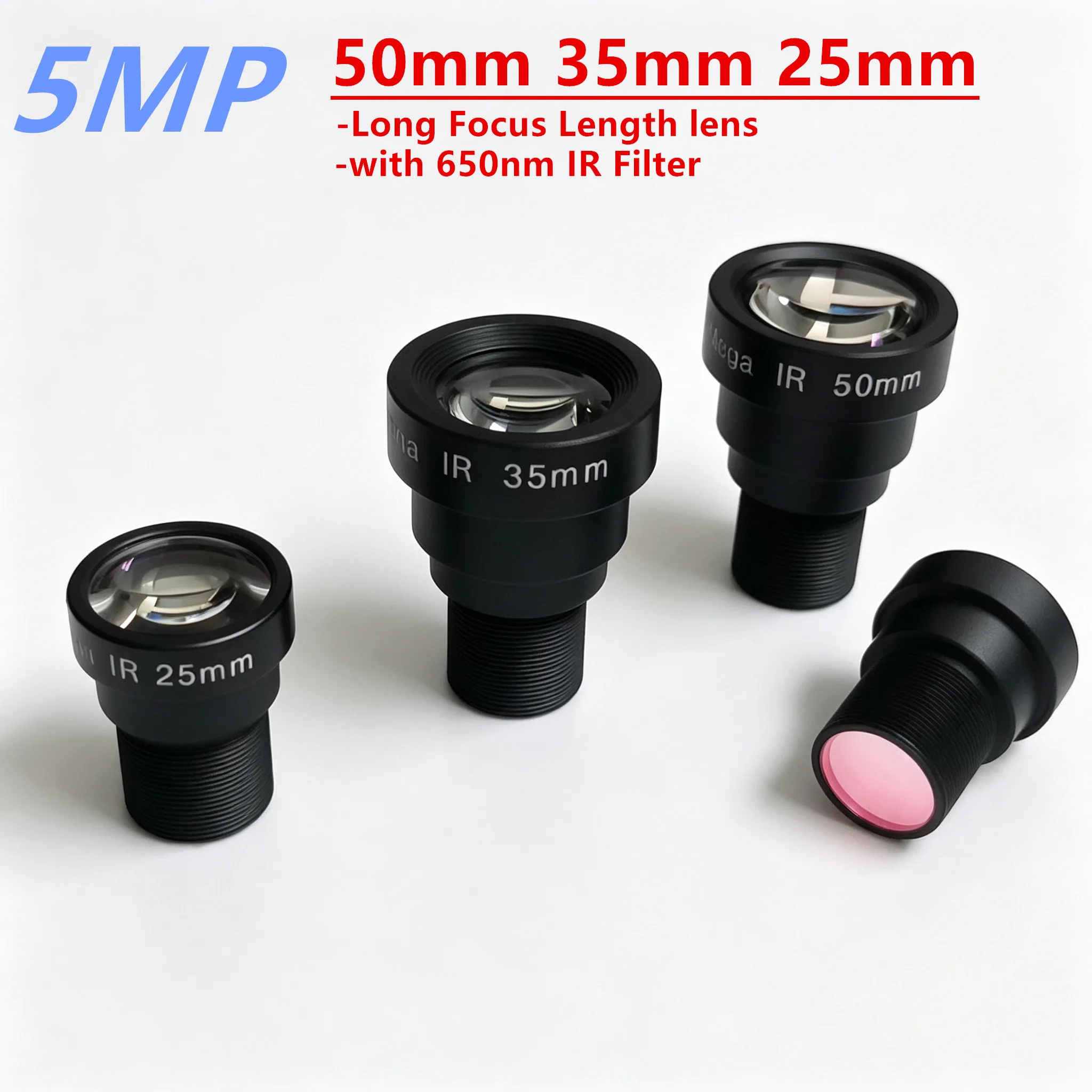 High-Resolution 5MP Long Focal Length CCTV Lens with 650nm IR Filter