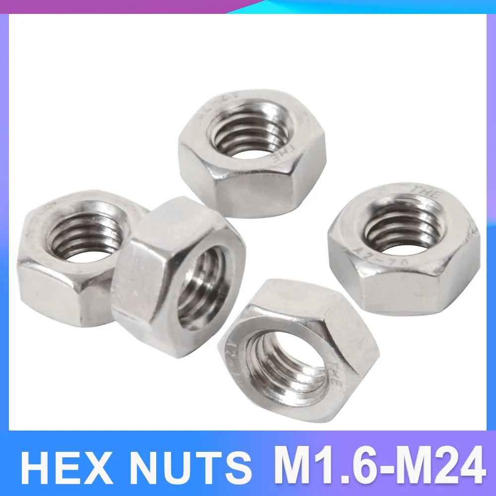 

DIN934 304 Stainless Steel M1.6 M2 M2.5 M3 M4 M5 M6 M8 M10 M12 M16 M20 M24 Hex Hexagon Nuts