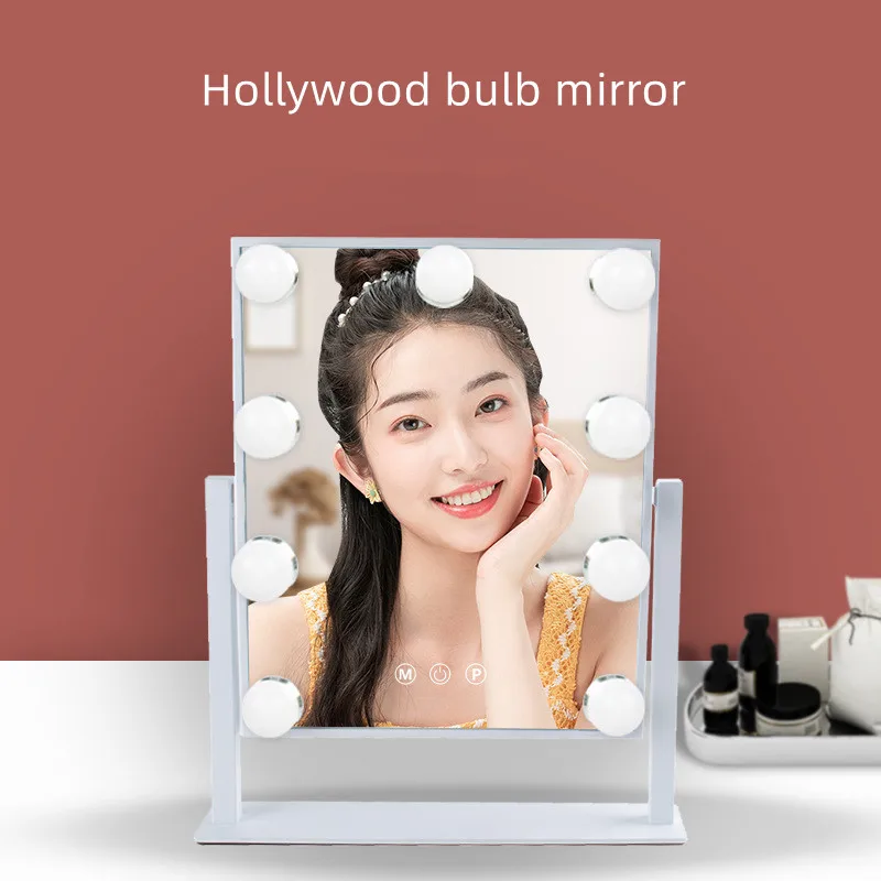

Portable LED Light Makeup Mirror Vanity Lights Compact Make Up Pocket Mirrors Vanity Cosmetic Hand Folding Led Mirror Lamp Gift