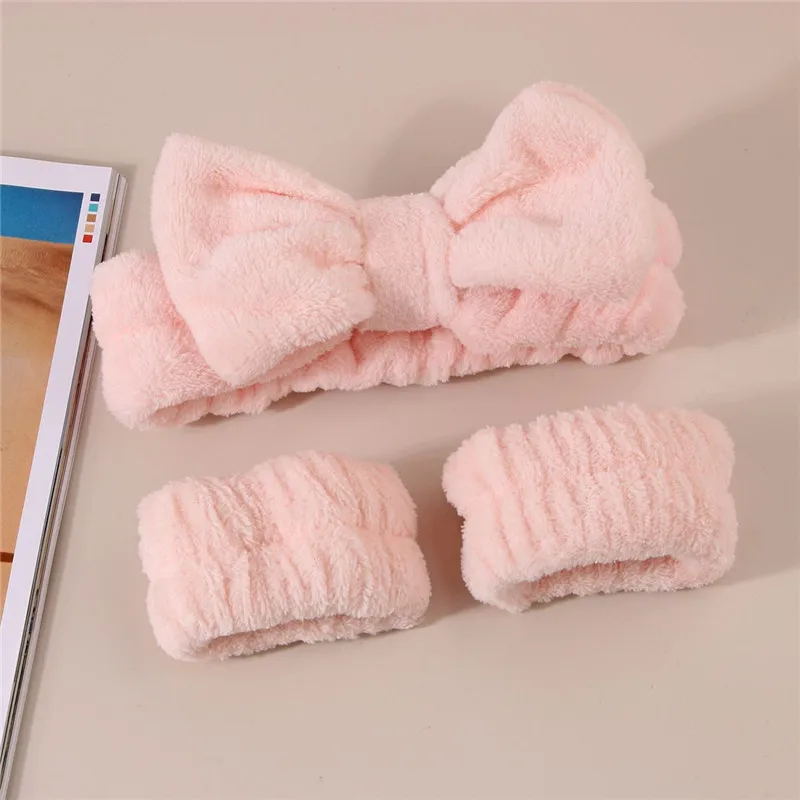 Luxurious Coral Fleece Headband & Absorbent Wristband Set