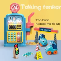 Children's Fantasy Gas Station Toy Little Boy Car Self-help Simulation Gas Station Children Play House Toys Can Sound 1