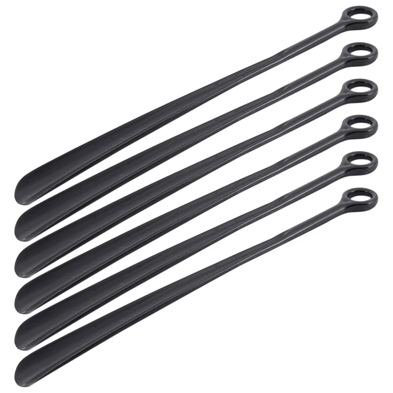 

6Pcs 18.5Inch Plastic Extra Long Handle Shoe Horn Shoehorn Flexible Easy Sturdy Slip Aid, 1X Black