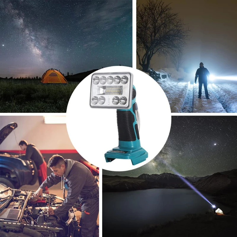 para Makita Lâmpada Led 18v sem Fio Led Lanterna Luz de Trabalho Lanterna sem Bateria Usb ao ar Livre Iluminação Emergência Holofotes - Image 5