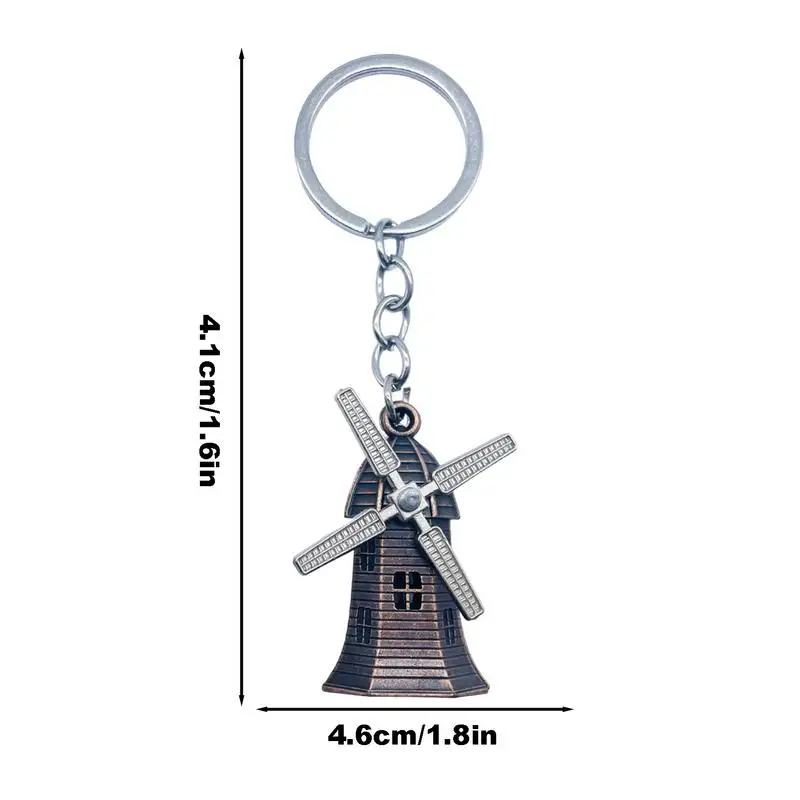 Windmill Keychain Retro Keyring Windmill Shape Key Chains Metal Key Rings Pendant for Car Fashion Ornament Jewelry Findings