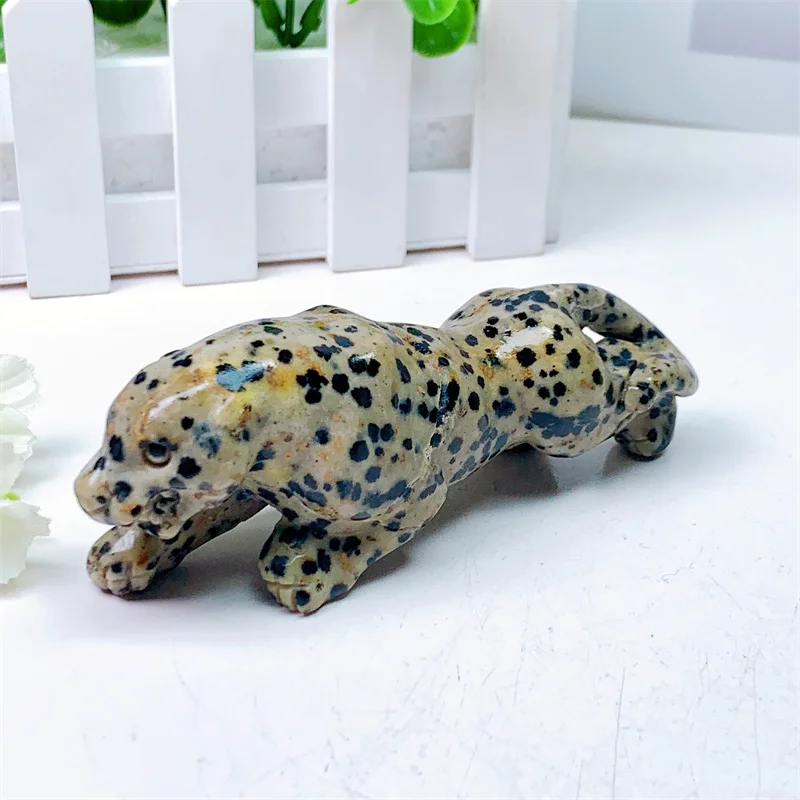 

Natural Balmatin Stone Cheetah Hand Carved Animal Figurine Healing Energy Gemstone Crystal Crafts Christmas Gift 1pcs 11.7CM