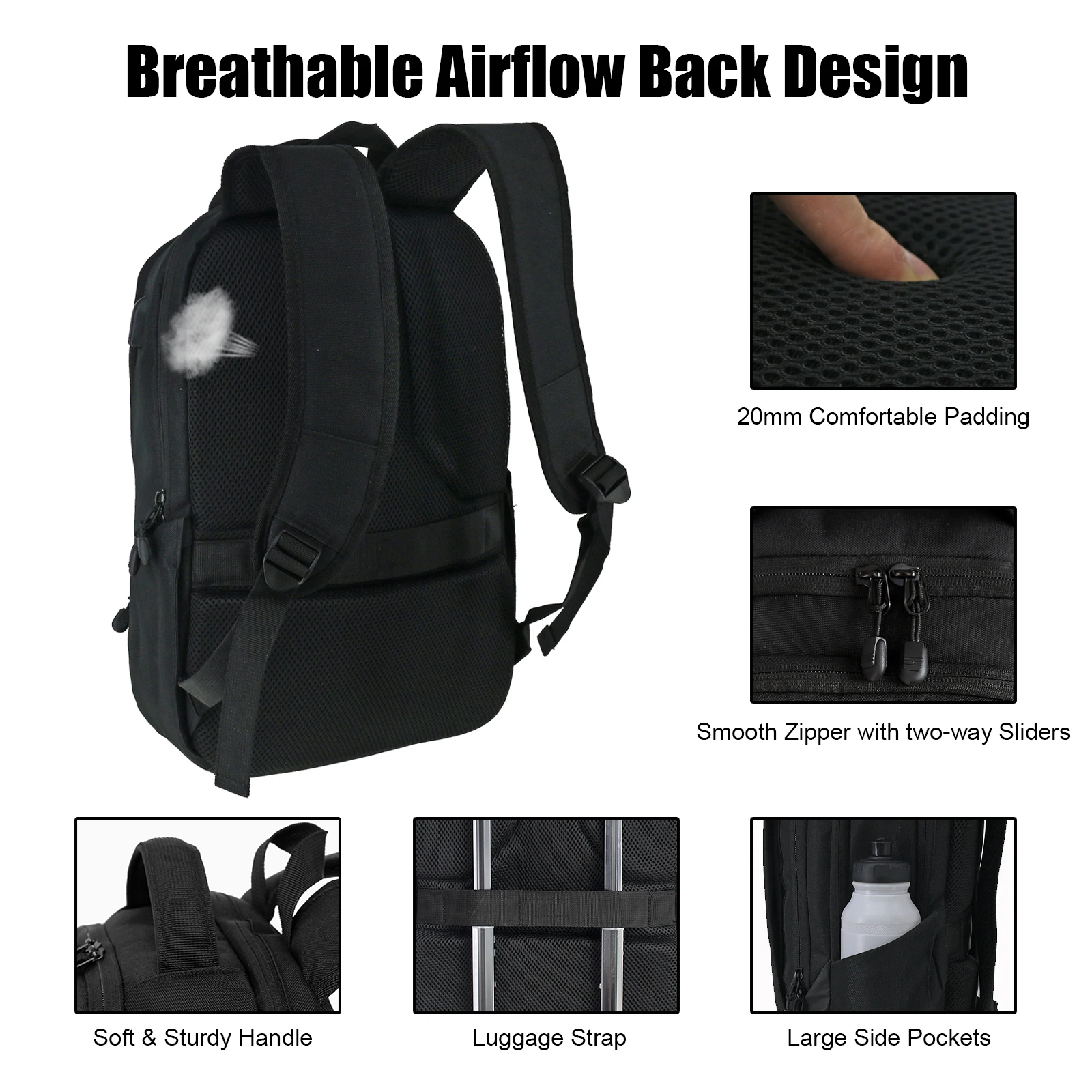 WOLT | Travel Laptop Backpack for Women & Men - airplane approved carry on Business Bag with USB Charging Port, fits 15.6 Inch N