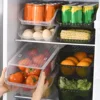 WORTHBUY Refrigerator Storage Box Stackable Storage Bins Kitchen Transparent Crisper Multifunctional Organizer Box With Lid 1