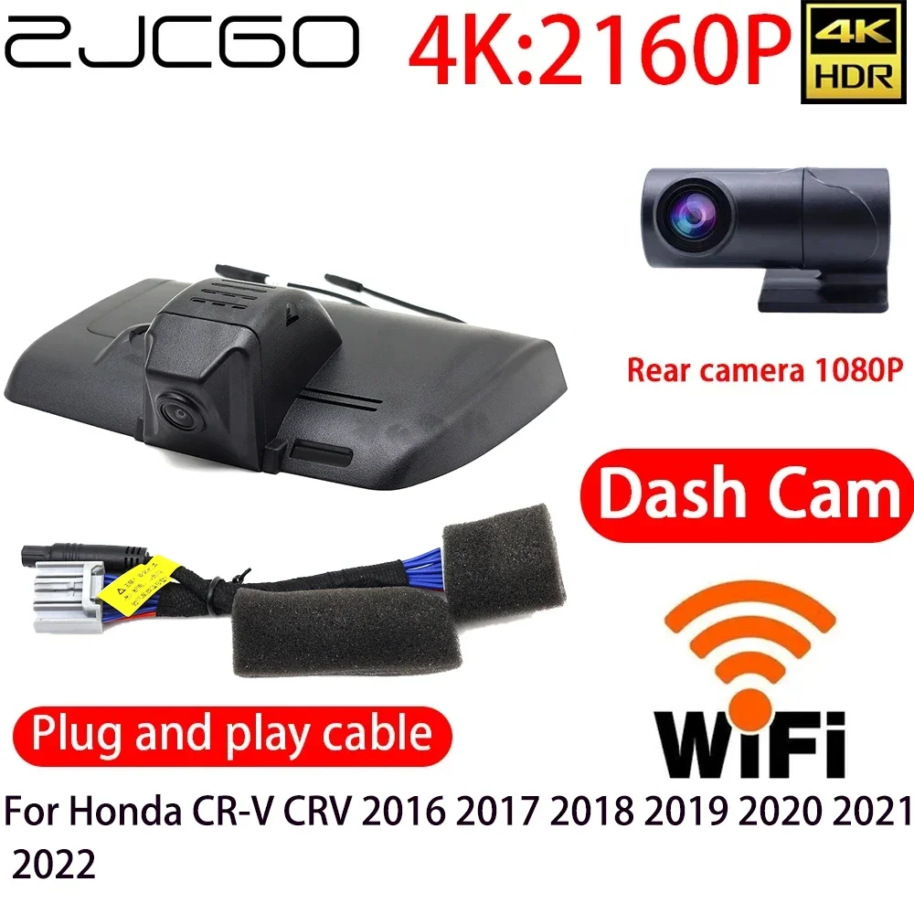 

ZJCGO 2K 4K Car DVR Dash Cam Wifi Front Rear Camera 2 Lens 24h parking for Honda CR-V CRV 2016 2017 2018 2019 2020 2021 2022
