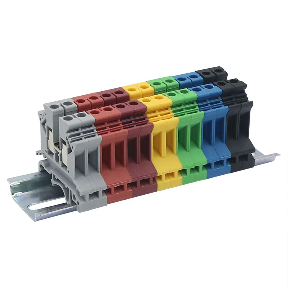 Din Rail Terminal Blocks Wire Electrical Conector Terminal Connector Screw Cable Strip Power Distribution Block 4PCS UK-2.5B/10N