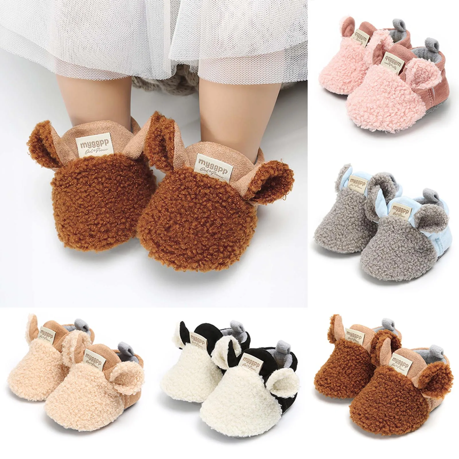 

2021 Autumn Winter Newborn Baby Shose Boys Girls Toddler Shoes Fleece Warm Soft Snow Booties Infant Shoes First Walkers 0-18m