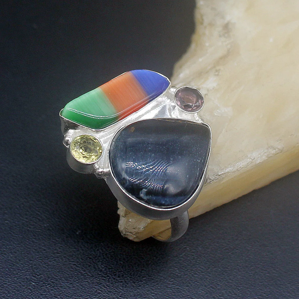 

Gemstonefactory Jewelry Big Promotion Single Unique 925 Silver Sea Sediment Amethyst Women Ladies Girls Band Ring 8.5# 20215378