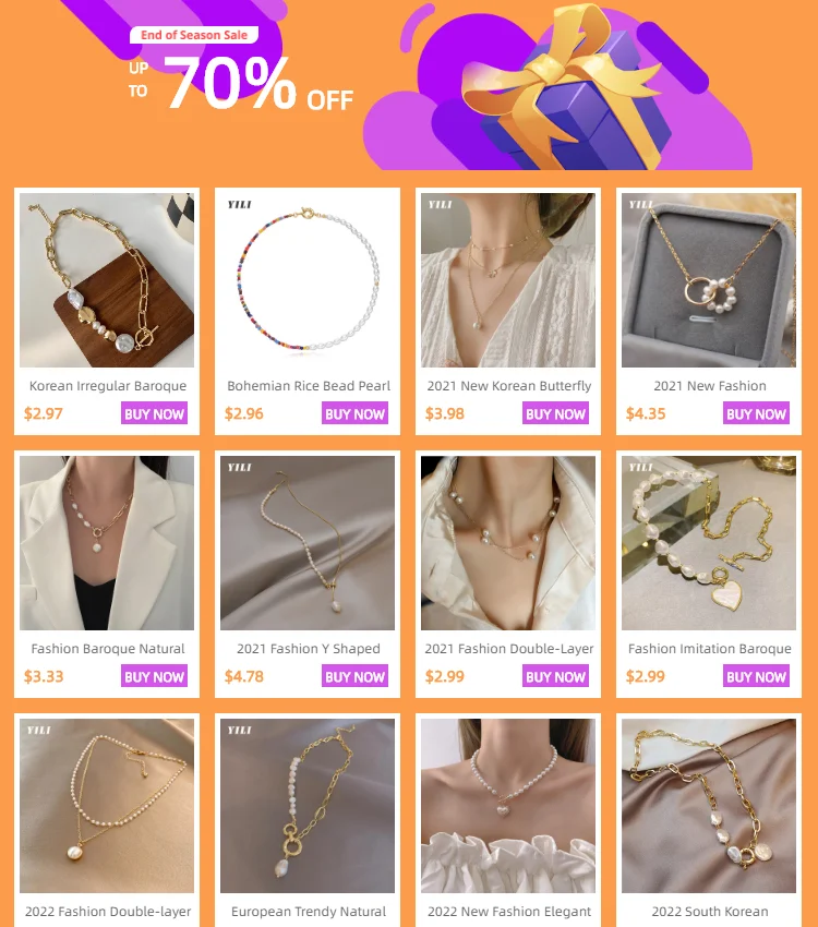 Korean Irregular Baroque Imitation Pearl Necklace for Women Geometric Metal Beads OT Buckle Clavicle Chain Jewelry Party Gifts