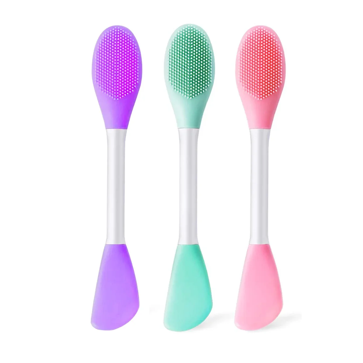 Facial Cleansing Mask Brush Double-ended Silicone Mask Brush Smear-type Mud Wash Blackhead Brush